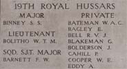 An image of the memorial to RVJ Bell at the Menin Gate, Ypres